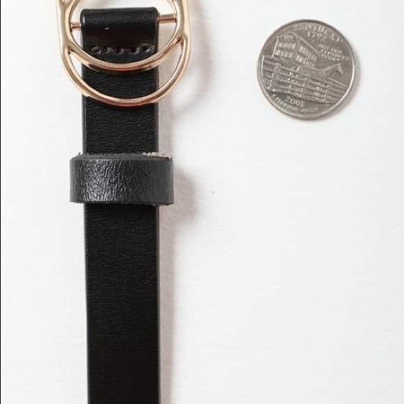 Black Double Ring Belt // 100% Leather - Picture 3 of 5